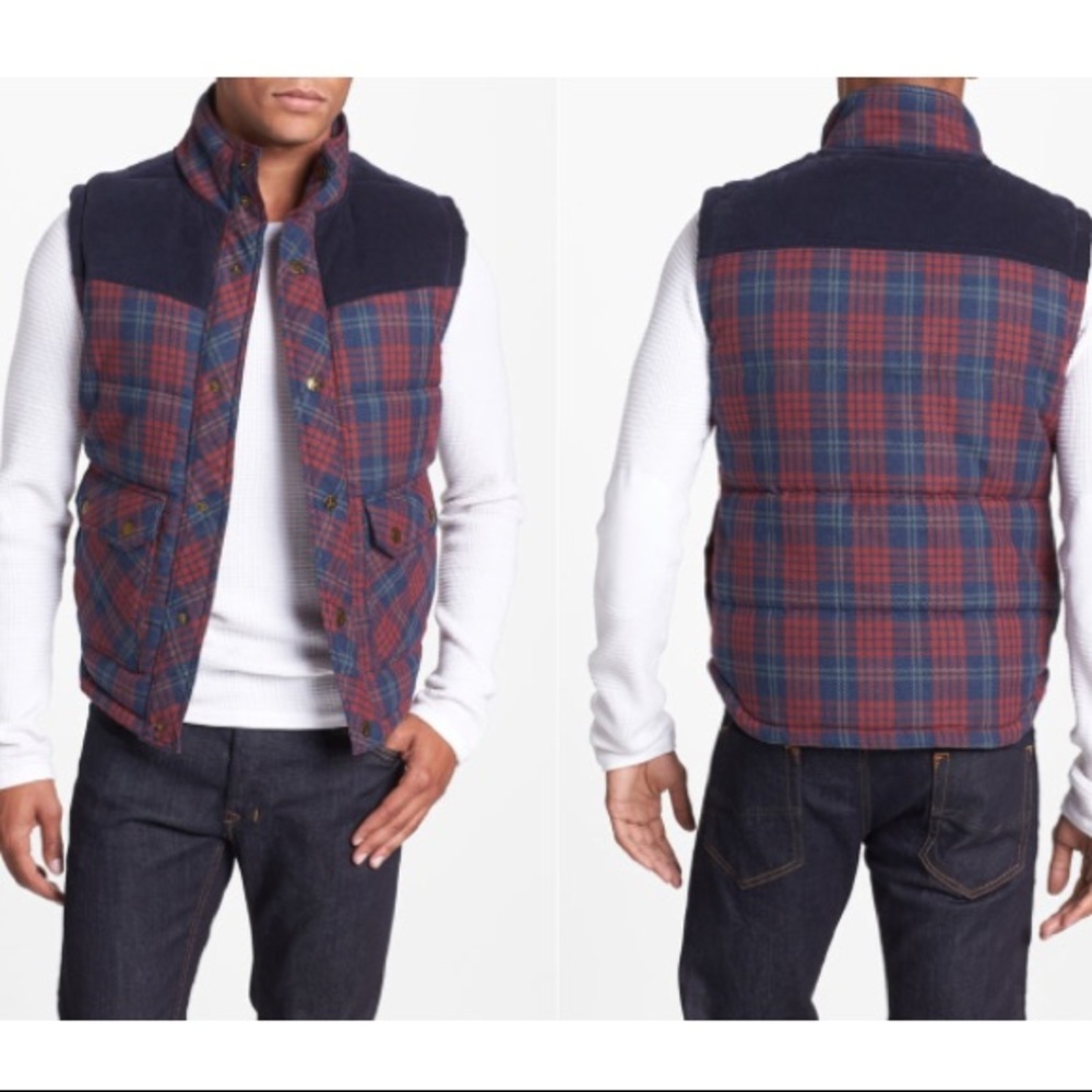 Kane & Unke Quilted Plaid Vest w/ Corduroy Yokes